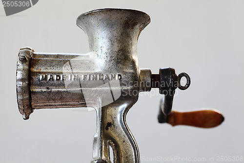 Image of  Finnish vintage meat grinder with inscription Made in Finland