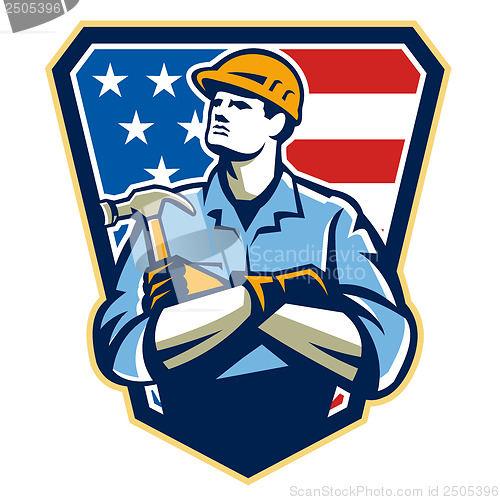 Image of American Builder Carpenter Hammer Crest Retro