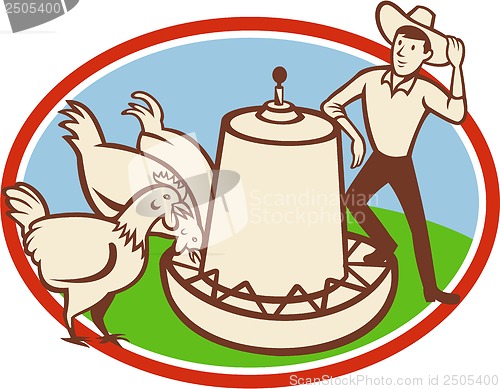 Image of Chicken Farmer Feeder Cartoon