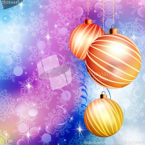 Image of Christmas ball on abstract blue lights. EPS 10