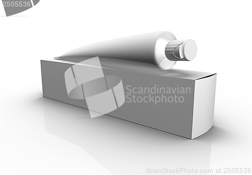 Image of Blank box and tube on white background