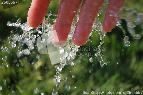 Image of  Cold water on green background