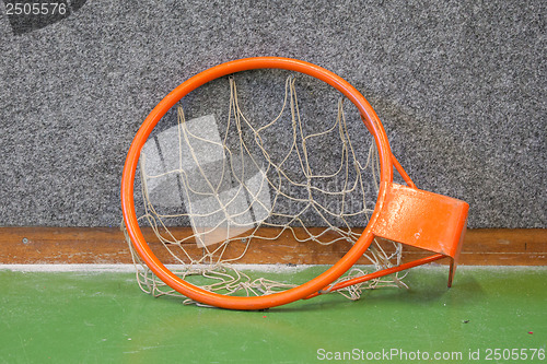 Image of Old basketball hoop with net