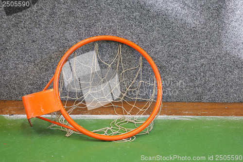 Image of Old basketball hoop with net