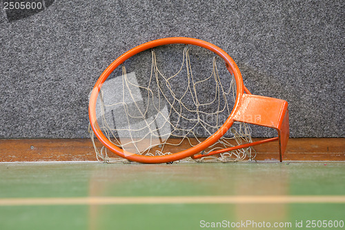 Image of Old basketball hoop with net