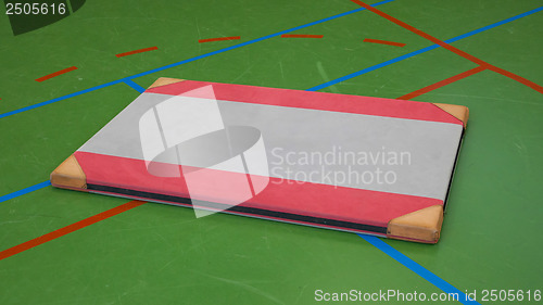 Image of Very old red mat on a blue court