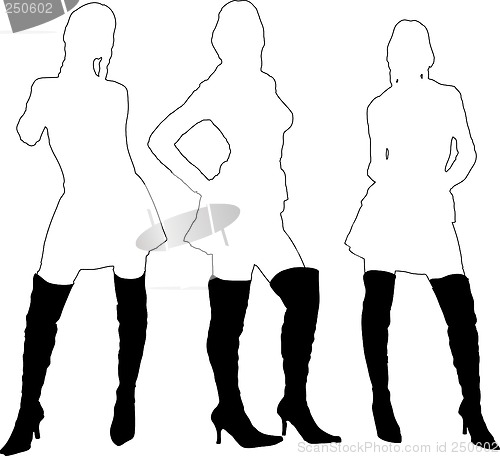 Image of ladies in boots outline