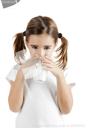 Image of Little girl drinking milk