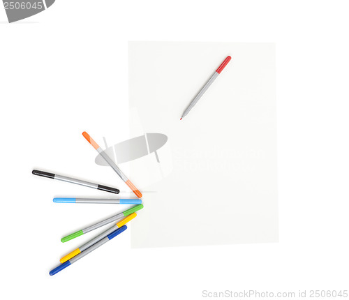 Image of Colored pens and paper