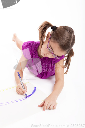 Image of Girl making drawings