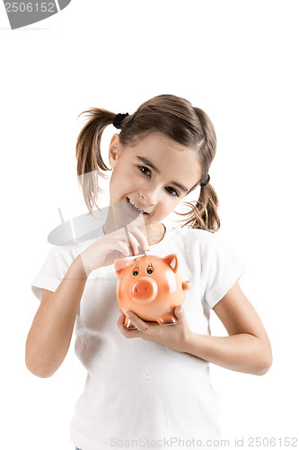 Image of Little girl with a piggy-bank