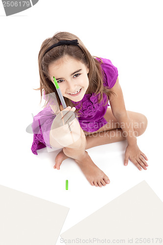 Image of Girl making drawings