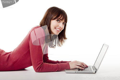 Image of Happy woman working