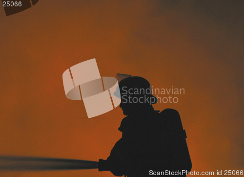 Image of firefighter in silhouette