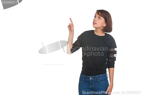 Image of Girl pointing at something