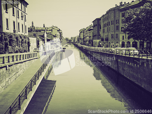 Image of Vintage sepia Naviglio Grande, Milan