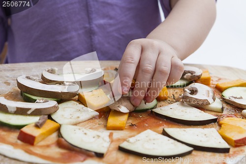 Image of making pizza in close up shot