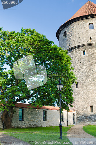 Image of Park at medieval towers of Tallinn