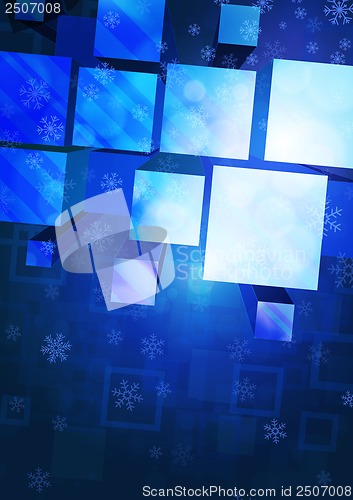 Image of background with snowflakes and geometric figures