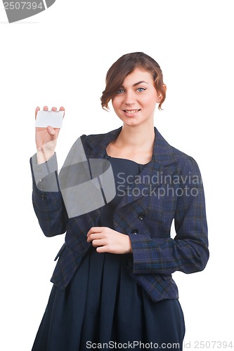 Image of Attractive woman with business card