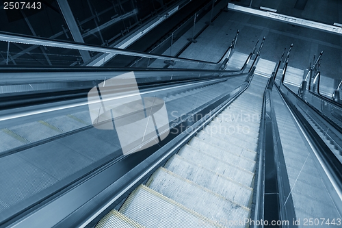 Image of Moving escalator in the business center