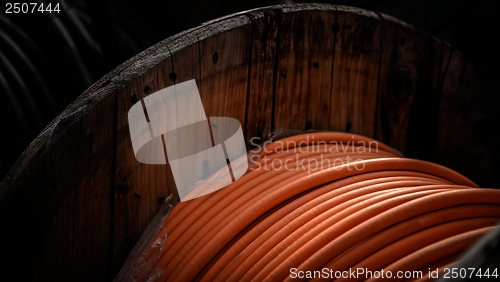 Image of Electrical wires on wooden spool