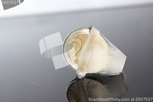 Image of euro in ice cube