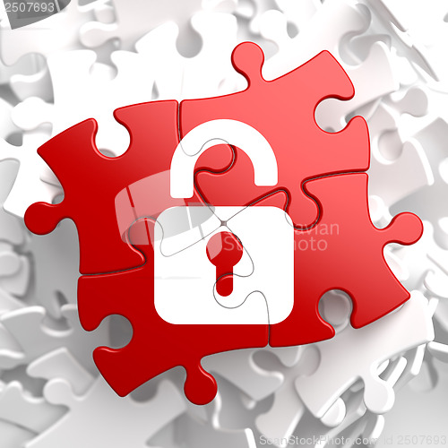 Image of Security Concept on Red Puzzle.