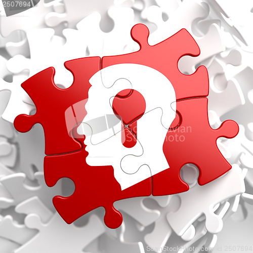 Image of Psychological Concept on Red Puzzle.