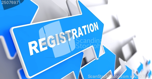 Image of Registration on Blue Arrow.