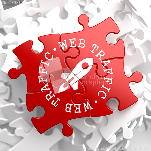 Image of Web Traffic Concept on Red Puzzle.