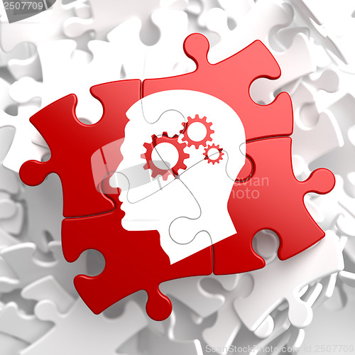 Image of Psychological Concept on Red Puzzle.