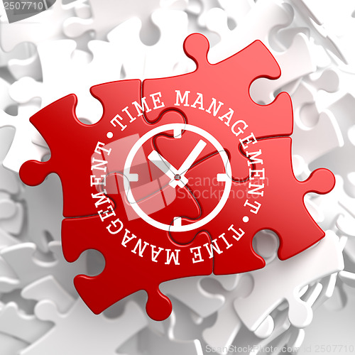 Image of Time Management Concept on Red Puzzle.
