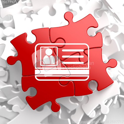 Image of ID Card Icon on Red Puzzle.