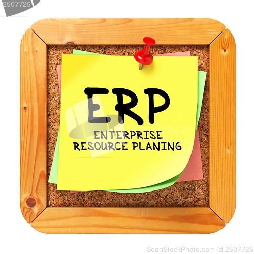 Image of ERP. Yellow Sticker on Bulletin.