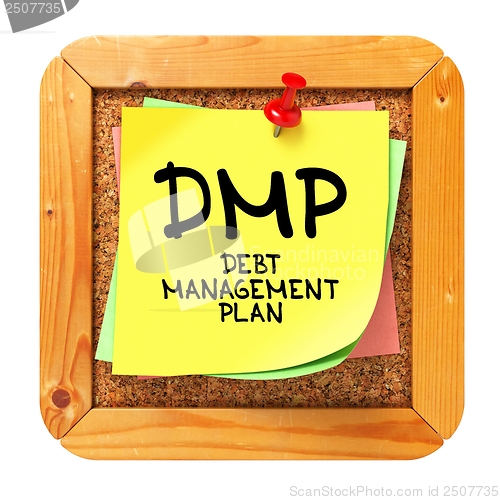 Image of DMP. Yellow Sticker on Bulletin.