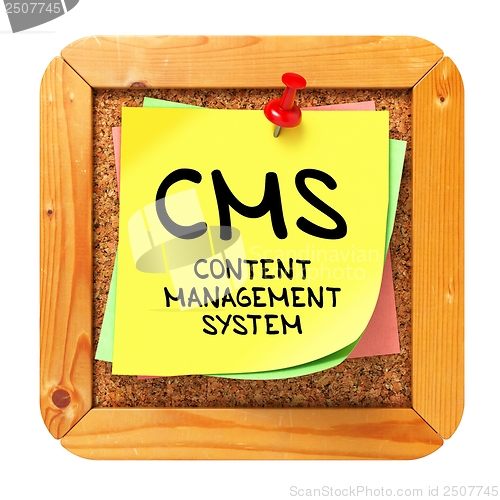 Image of CMS. Yellow Sticker on Bulletin.