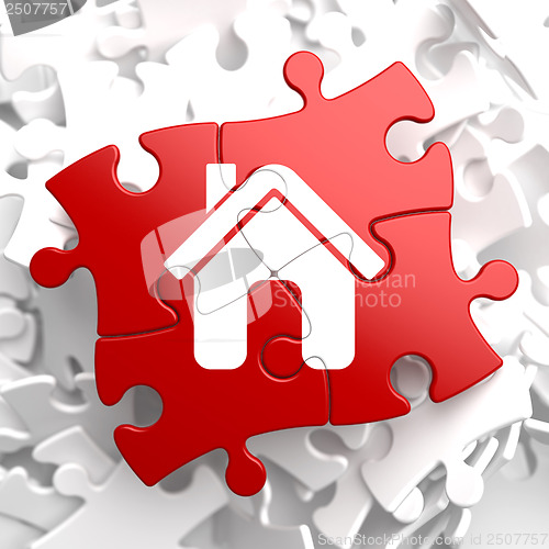 Image of Home Icon on Red Puzzle.