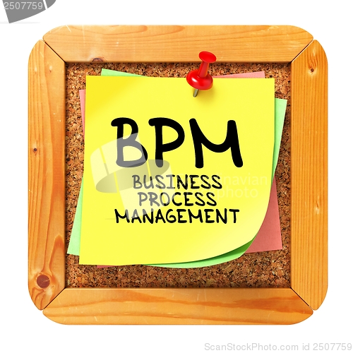 Image of BPM. Yellow Sticker on Bulletin.