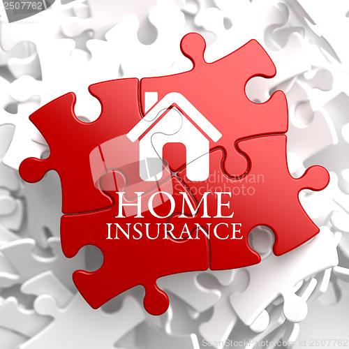 Image of Insurance - Home Icon on Red Puzzle.