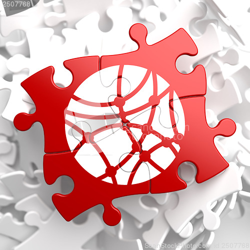 Image of Social Network Icon on Red Puzzle.