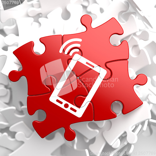 Image of Smartphone Icon on Red Puzzle.