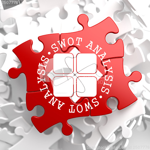 Image of SWOT Analisis on Red Puzzle.