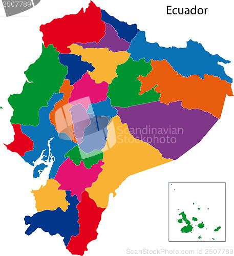 Image of Colorful Ecuador map