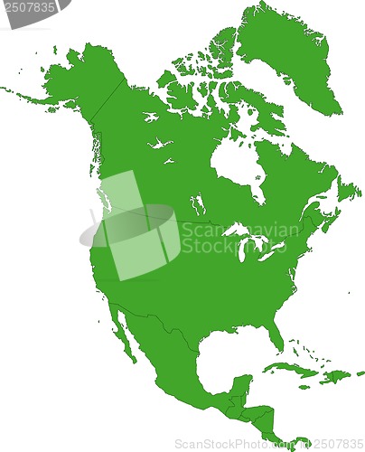 Image of Green North America map