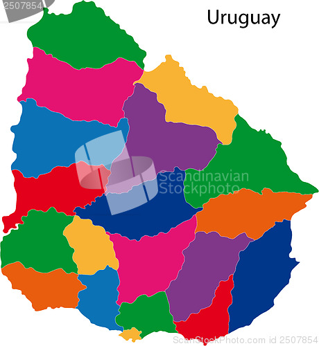 Image of Colorful Uruguay map