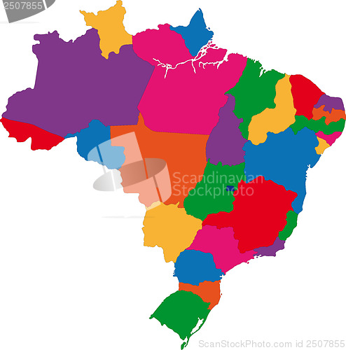 Image of Colorful Brazil map