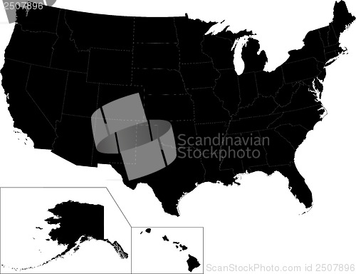 Image of Black USA map