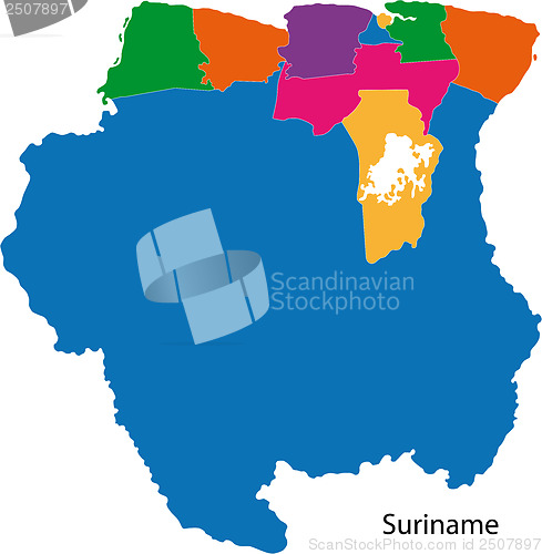 Image of Colorful Suriname map