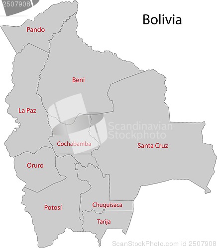Image of Grey Bolivia map